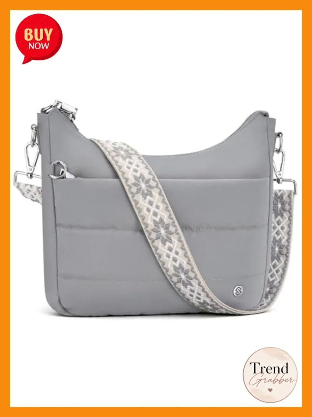 Anti Theft Crossbody Hobo Bag RFID Quilted Nylon Travel Purse